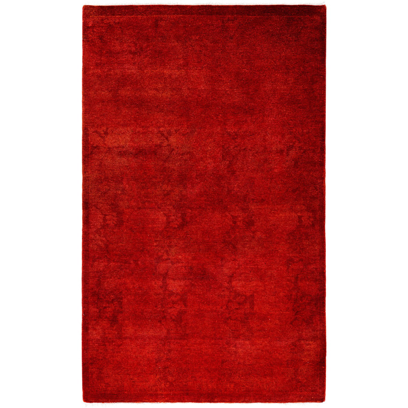 Tapis unique en laine 3 pi 3 po x 5 pi 2 po Huckstep Orange