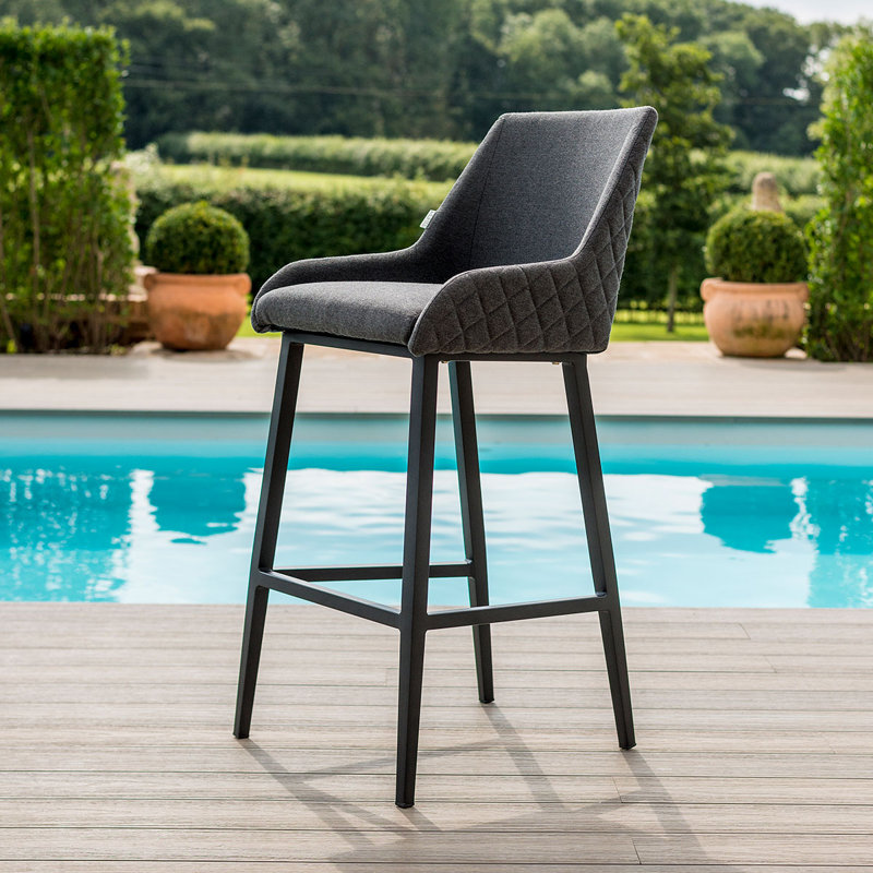 Dalesha Powder Coated Aluminium Outdoor 76cm Bar Stool, Dark Grey, Dark Grey