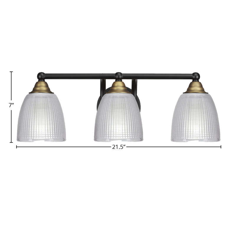 Barre d'éclairage de salle de bain 3 lumières Michell, Noir mat / laiton