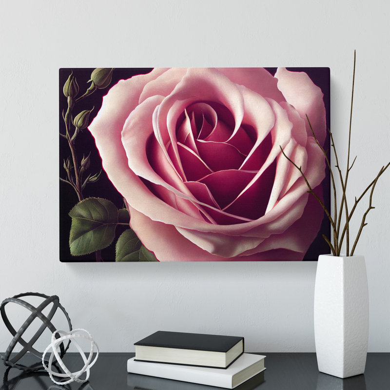 An Exceptional Rose Flower - Wrapped Canvas, 35cm H x 50cm W x 3cm D