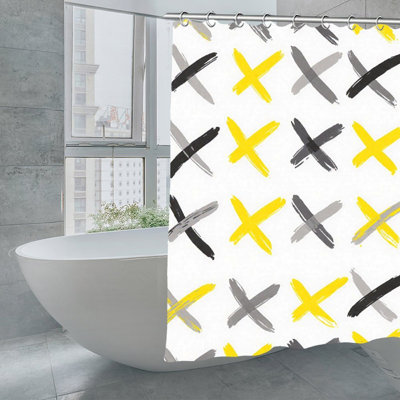 Rideau de baignoire à motif en X audacieux, séparateur de douche de salle de bain moderne - 72 po x 72 po