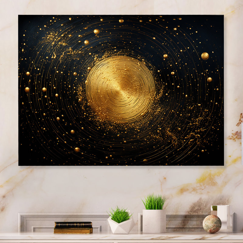 " Gold Glimmering Moon Magic ", 16" H x 32" W x 1" D