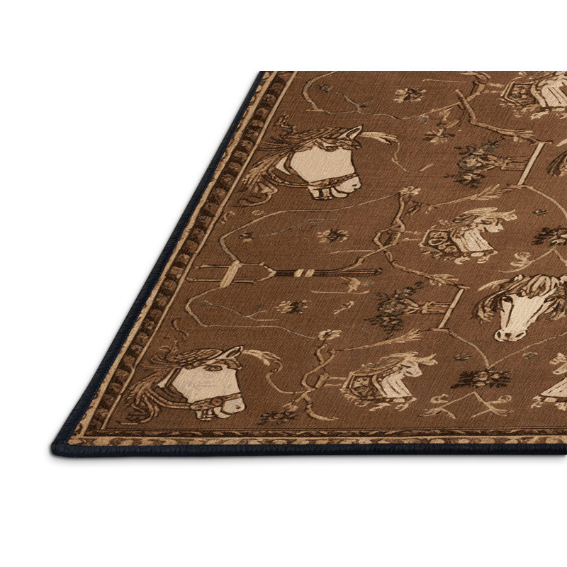 Tapis brun français lavable à la machine, Rectangle 5 pi x 7 pi