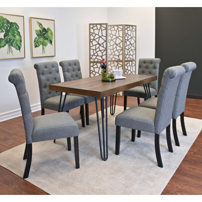 Ensemble de salle à manger 7 pièces, table à manger en épingle à cheveux avec 6 chaises
