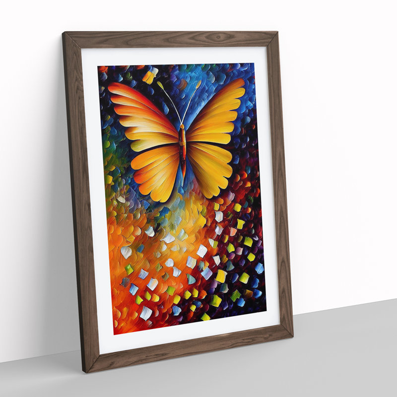 Solo Butterfly No.2 - Single Picture Frame Print, 46cm H x 34cm W x 2cm D, Brown Framed