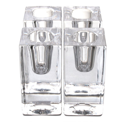  Chunky Decorative Clear Glass Sqaure Taper Candle Holder 1.5L x 1.5W x 3.13H Each Sold Separate