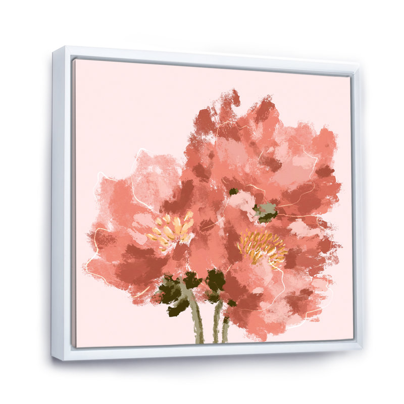 Bouquet de pivoines, fleurs, art mural traditionnel sur toile, H 16 po x l 16 po x P 1 po, Toile encadrée flottée blanche
