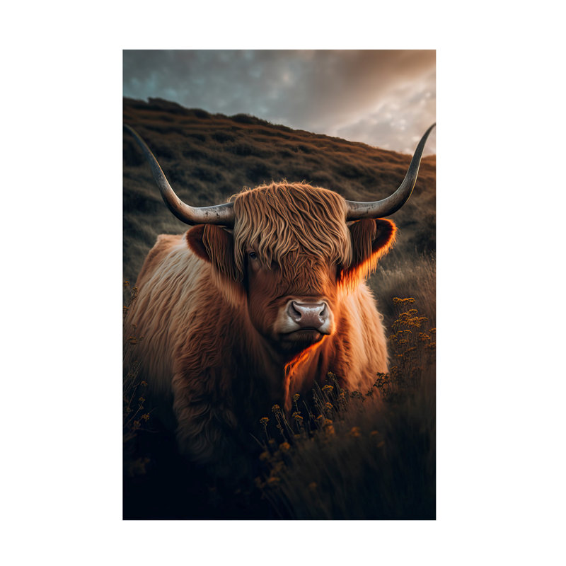 Impression sur toile tendue Cragmont Treechild Highland Cow with Big Horns, H 19 po x l 12 po x P 2 po