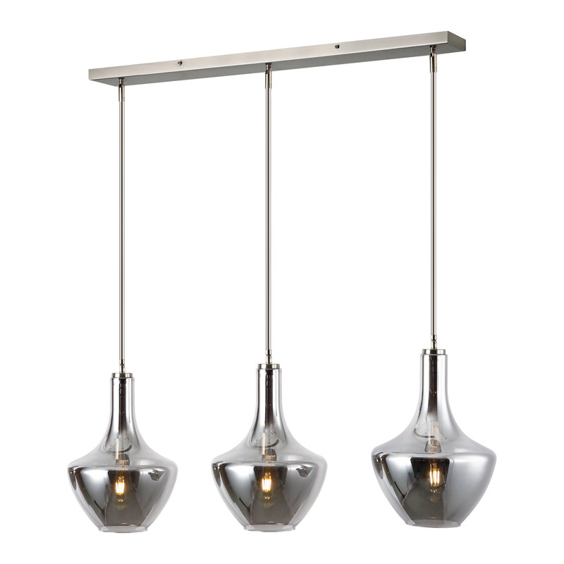 Cammie 3 - Light Kitchen Island Pendant, Smokey, Satin Nickel