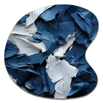 Bliss Of Happiness In Aegean Blue - Abstract Painting Drop Shape Assymterical Metal Wall Art