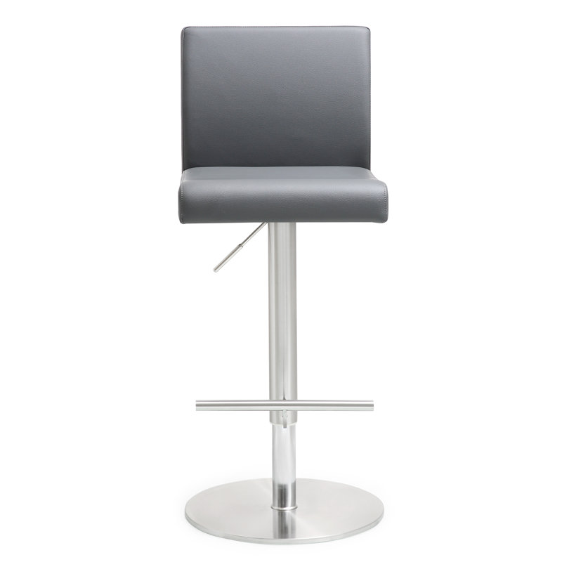 Swivel Upholstered Adjustable Height Counter Stool with Metal Frame, Gray