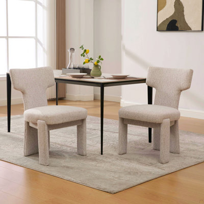 Ensemble de 2 chaises de salle à manger rembourrées en chenille de 22,05 po de largeur avec pieds en bois d'hévéa