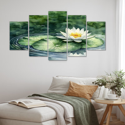 «Water Lotus Flower Tranquiity At The Pond I» - Lotus Lotus, décoration murale - art mural moderne diamant