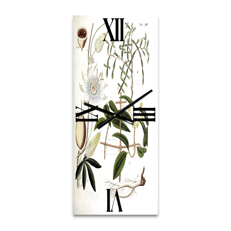 Horloge murale rétro Vintage Plant Life IV - Farmhouse, Grand