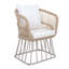 Chaise de salle à manger d'extérieur MP1 - Structure en acier tressé et beige, capacité de poids de 300 lb, coussin inclus