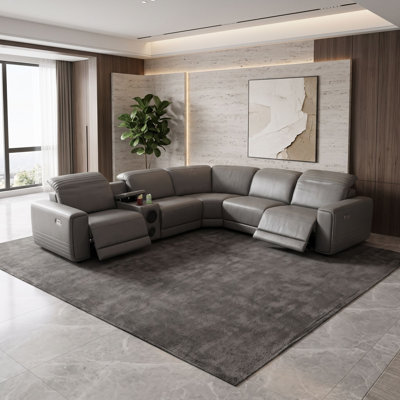 Canapé modulaire inclinable électrique en cuir de 225 po avec siège large 225 po, Bluetooth, console et porte-gobelets, 225 po