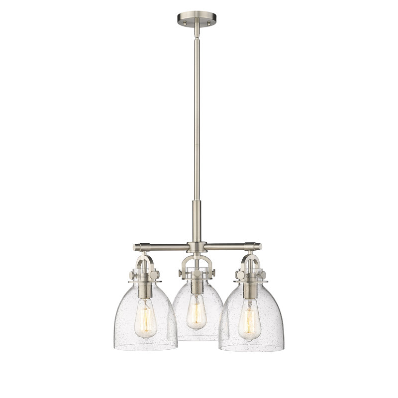 Luminaire suspendu sur tige 7 lumières Sloatsburg, Bullé, Nickel poli