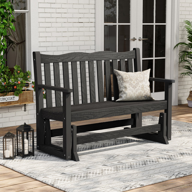 49.21" Outdoor Glider Bench, Black
