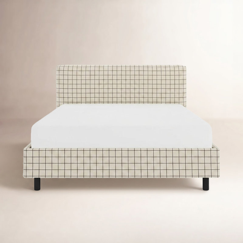 Eisley Upholstered Platform Bed, Full, Evelyn Natural Asbtract