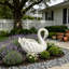 Statue de cygne en résine blanche avec motif de plumes 12,8 "H