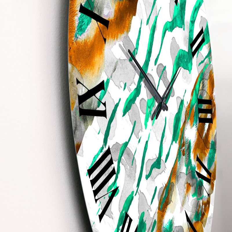 Vagues vertes et brunes - Horloge murale à motifs, Moyen