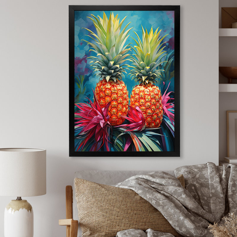 Oasis tropicale ananas sur toile, Cadre photo noir, H 40 po x l 30 po x P 1,5 po