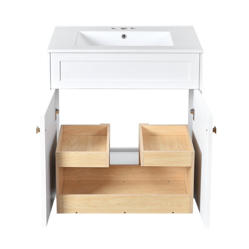 Meuble-lavabo 30 po avec lavabo en céramique, Blanc