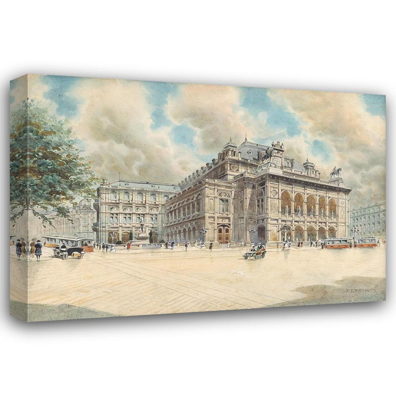 "Opéra national de Vienne" par Franz Brenner, reproduction d'art sur toile tendue avec châssis, H 24 po x l 17 po