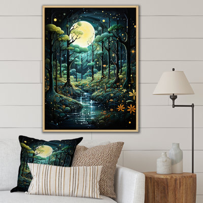 «Forest Enchanted Forest Pointillism IV - Landscape & Nature», reproduction sur toile