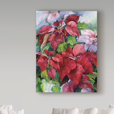 'Poinsettia' Acrylic Painting Print on Wrapped Canvas