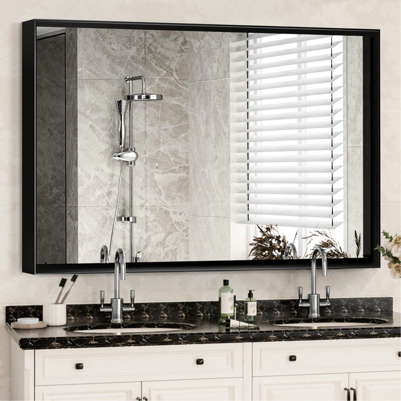 Miroir mural 40X30inch pour salle de bain, Horizontale, Black, 30 po x 40 po