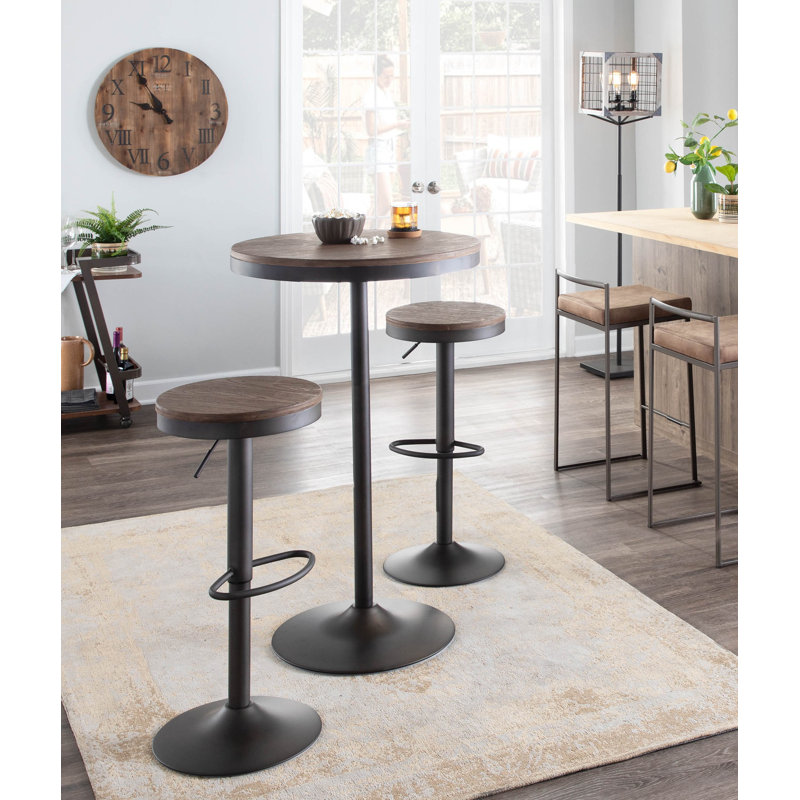 Chambord 3 - Person Solid Wood Top Pedestal Dining Set, Antique