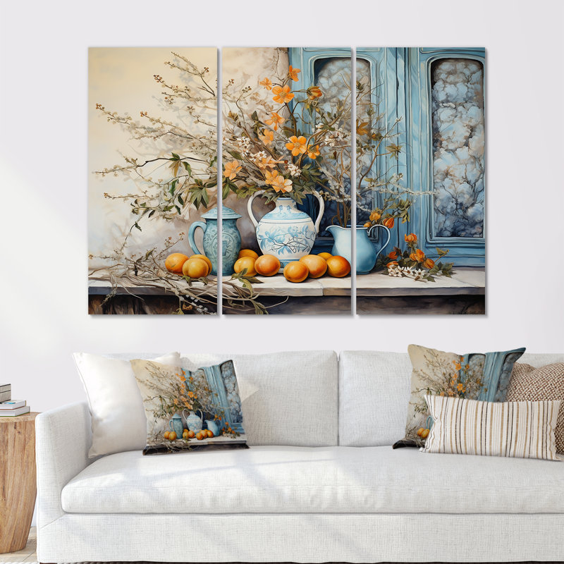 Vase à fleurs Oranges Country Farmhouse - ensemble d'art mural fleurs, H 40 po x l 60 po x P 1 po