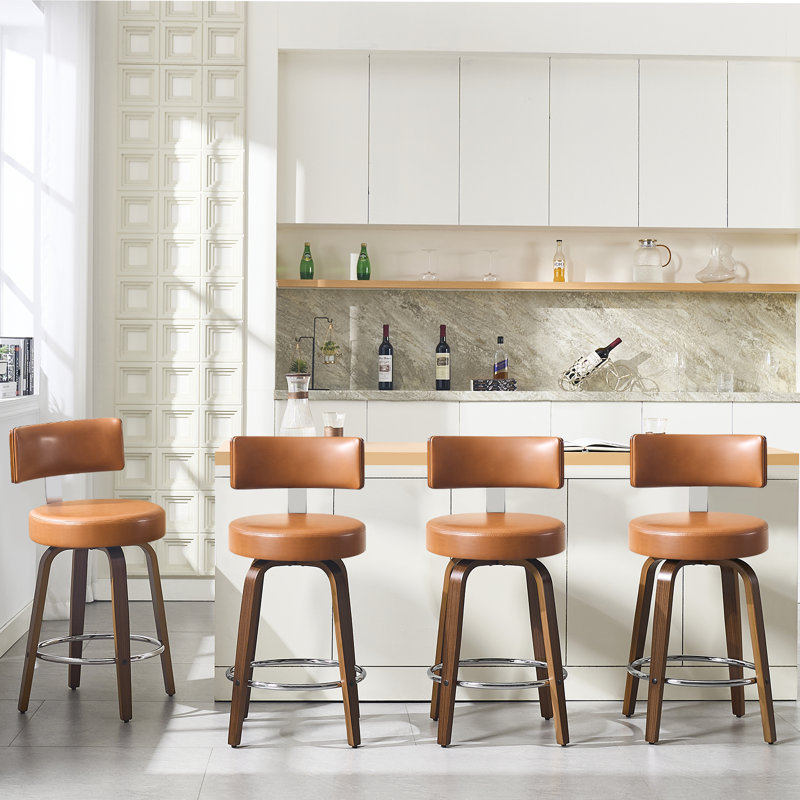 Tabouret de bar et de comptoir pivotant pivotant, Tabouret de comptoir (siège d'une hauteur de 26 p, Brun