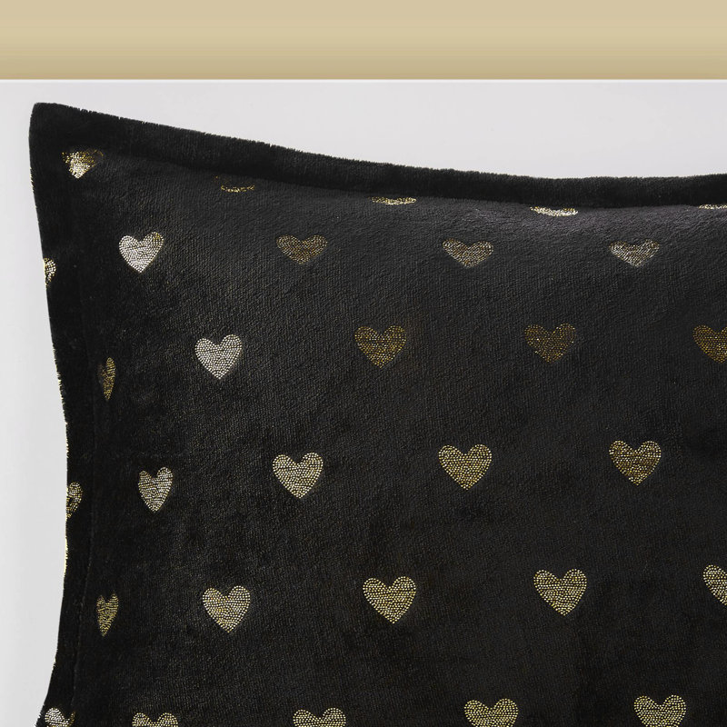 4 pièces, édredon imprimé noir / or métallique, preuve, envers en microfibre ultra doux, tissu lavable à la machine, rembourrage - pour lit double / grand lit, lavable, nettoyer les taches, étiqueté