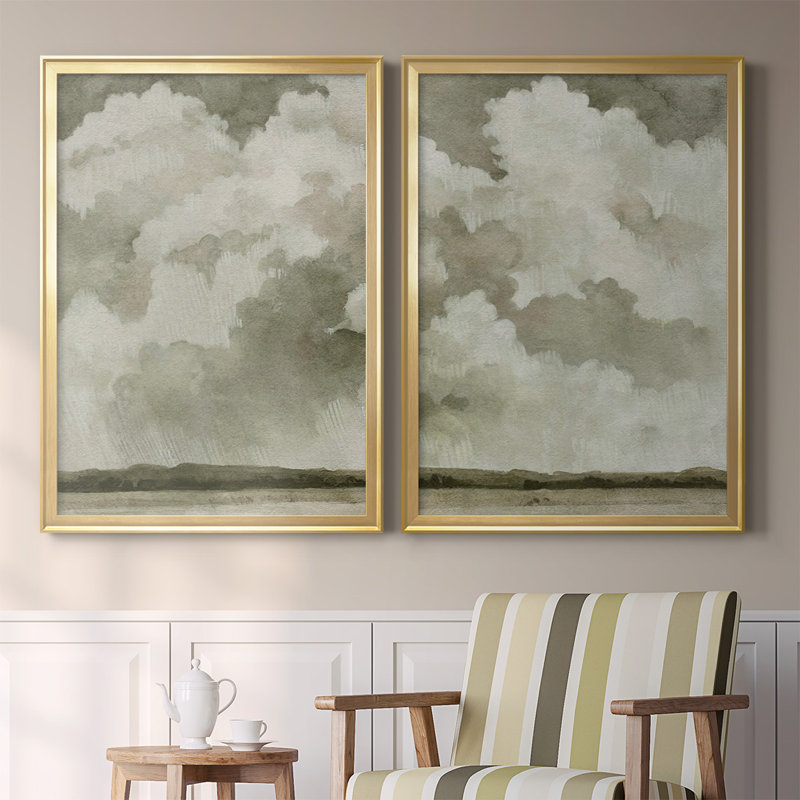 «Big Dark Sky I», ensemble de reproductions d'aquarelles conçues par J Paul, Or, H 36,5 po x l 53 po x P 1,25 po