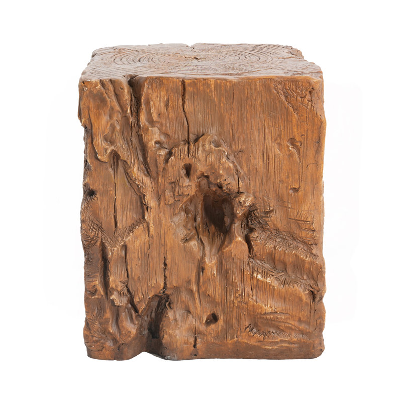 Outdoor And Indoor Stump Shape Mgo Side Table, Brown Finish