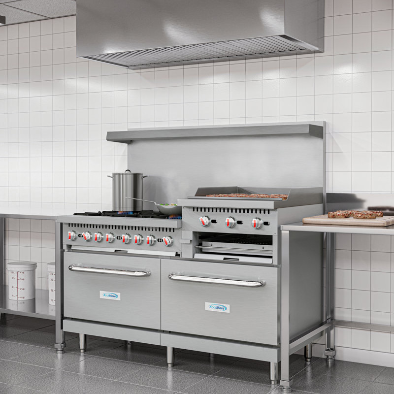 KoolMore 60'' W Double Oven Commercial Gas Range, Natural Gas
