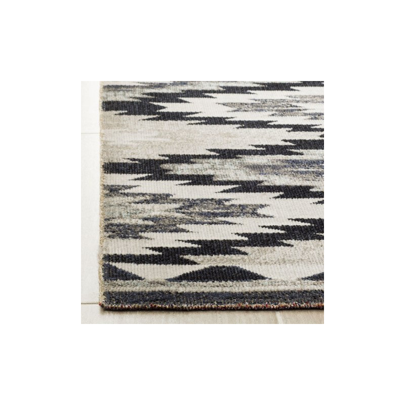 Delia Hooked Grey/Black Indoor/Outdoor Rug, Rectangle 91 x 152 cm