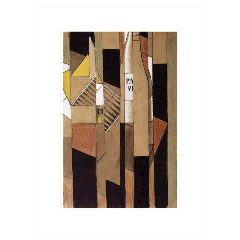 Nature morte avec bouteille et cigares par Juan Gris, impression giclée sur cadre, H 21,75 po x l 16,11 po