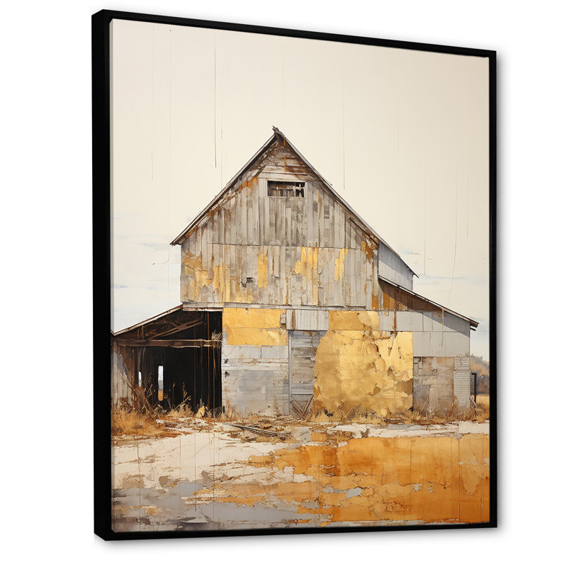 Minimalisme grange atténuée IV sur toile, H 32 po x l 16 po x P 1 po, Cadre flottant noir