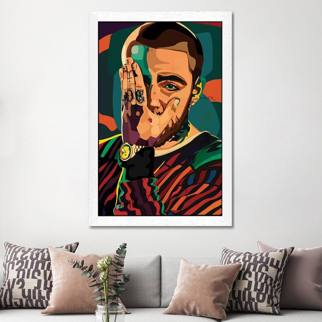 Gerahmtes Leinwandbild - Grafikdruck „Mac Miller Design” von Dai Chris Art