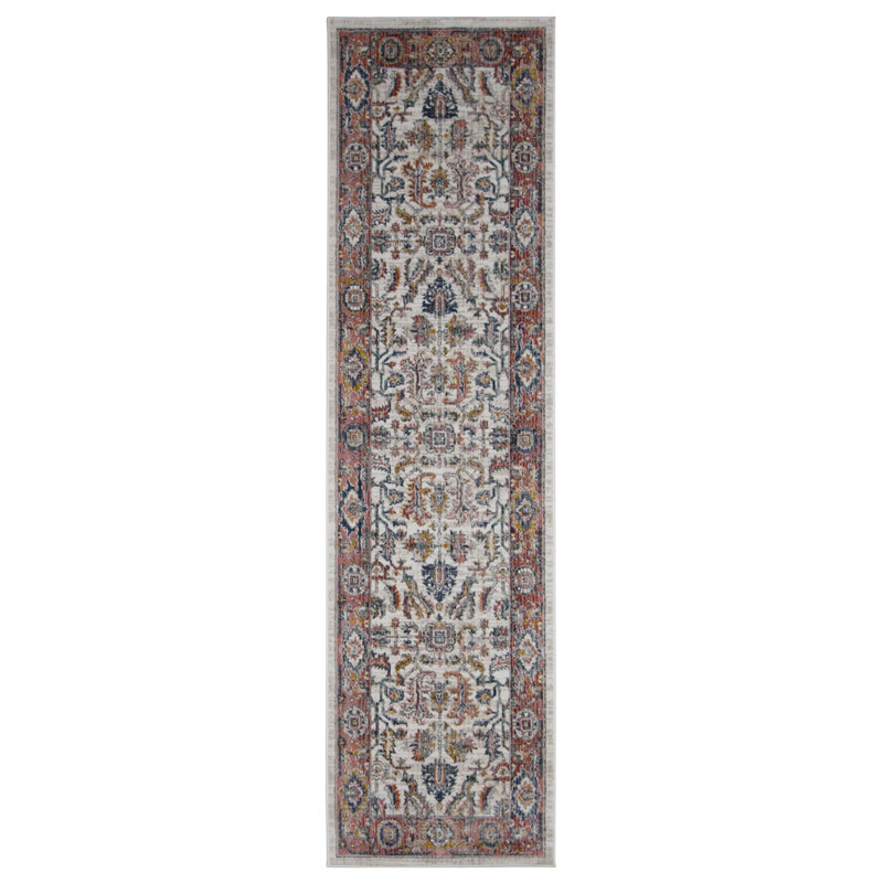 Oriental Machine-Made Ivory / Red, Runner 2'8" x 8'