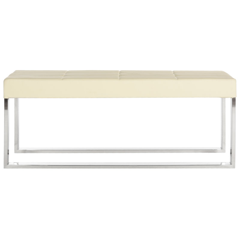 Millfield Faux Leather Upholstered Bench, Cream