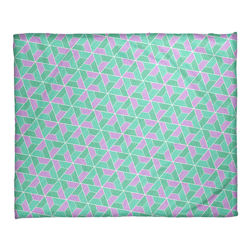 Couverture Katelyn Elizabeth Trapezoids, l 32,5 po x L 42,5 po, Vert / Mauve