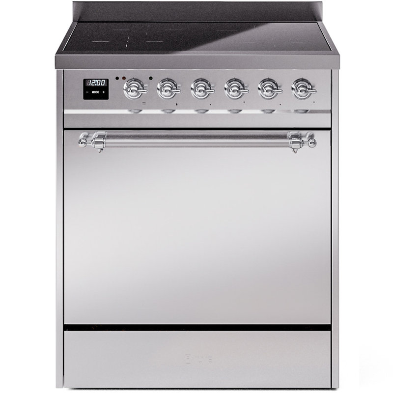 Cuisinière à induction 30 pouces avec 4 plaques à induction ILVE Nostalgie II Series, Acier inoxydable / chrome