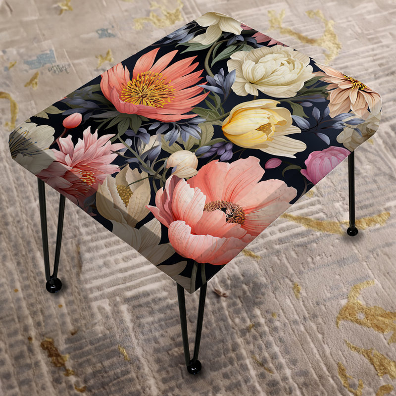 Vibrant tissage Ikat Blooms - Repose-pieds rectangulaire floral