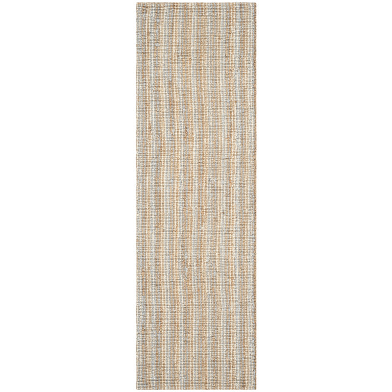 Alda Auckland Striped Handmade Gray / Natural Area Rug, Runner 2'6" x 10'