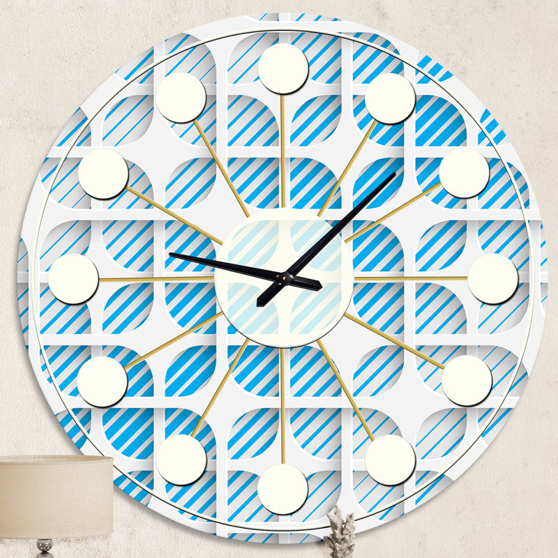 Horloge murale 3D blanche et bleue II - Mid-Century, Moyenne