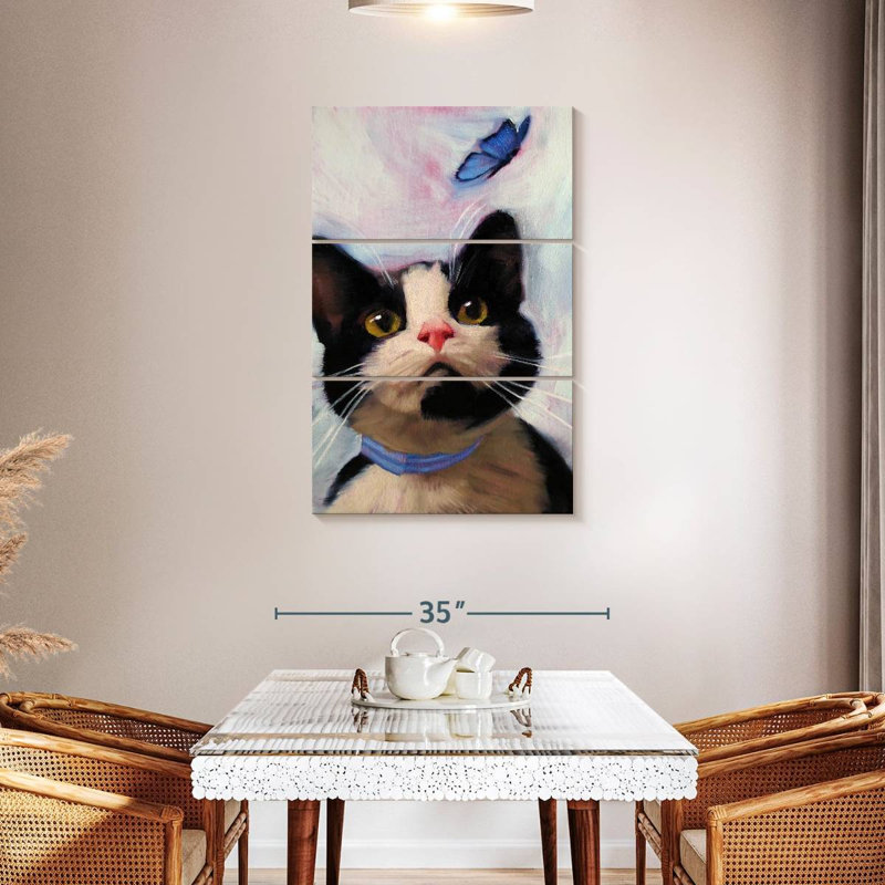 Chat et papillon Brampt, H 45 po x l 28 po